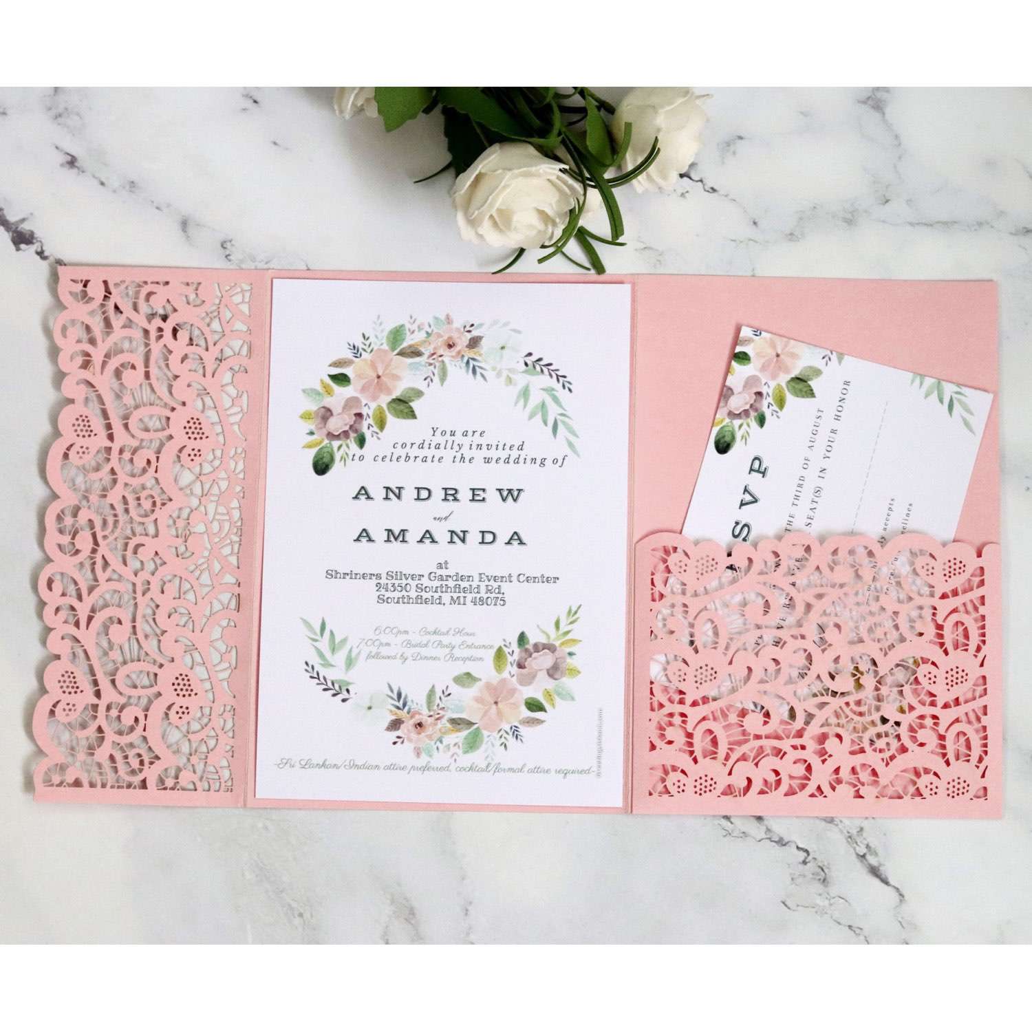 Thank You Card Holiday Greeting Card Laser Cut Iridescent Paper Invitation Card Personalized Custom